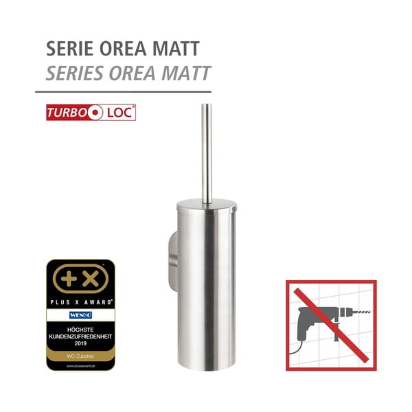 Samoprzylepna szczotka do WC ze stali nierdzewnej w kolorze matowego srebra Orea – Wenko-image-4