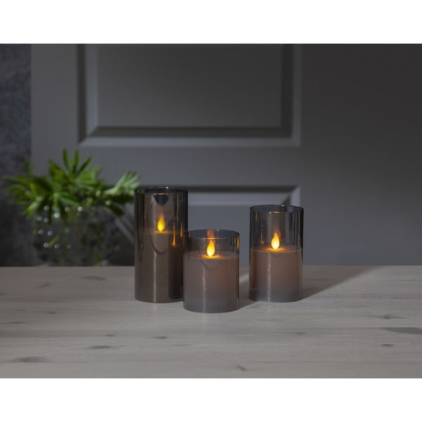 Szara woskowa świeca LED w szkle Star Trading M-Twinkle, wys. 12,5 cm-image-3
