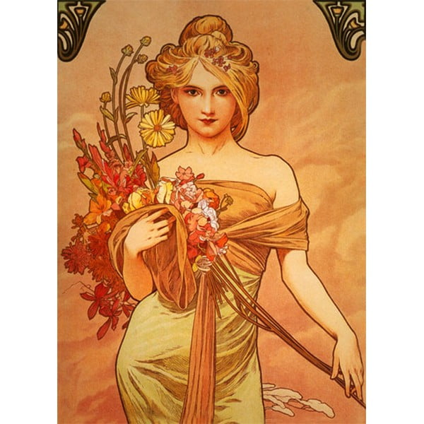 Reprodukcja obrazu Alfonsa Muchy – Bouquet, 40x55 cm