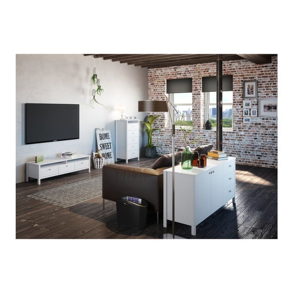 Biała wąska komoda z 5 szufladami Steens New York, wys. 120 cm-image-3