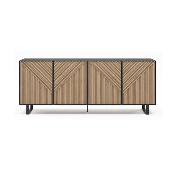 Czarno-naturalna komoda w dekorze dębu 201x80x40 cm Alana – Marckeric