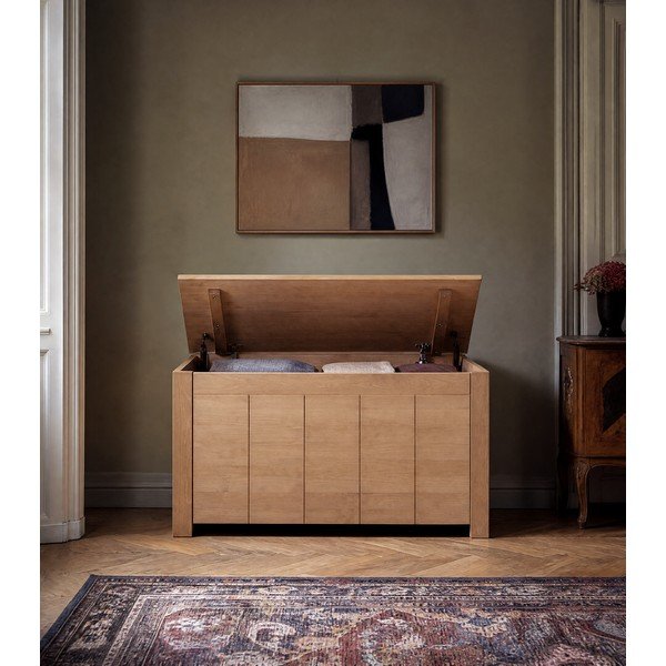 Skrzynia z litego drewna sosnowego w naturalnym kolorze 100x45 cm Bertram – Støraa-image-3