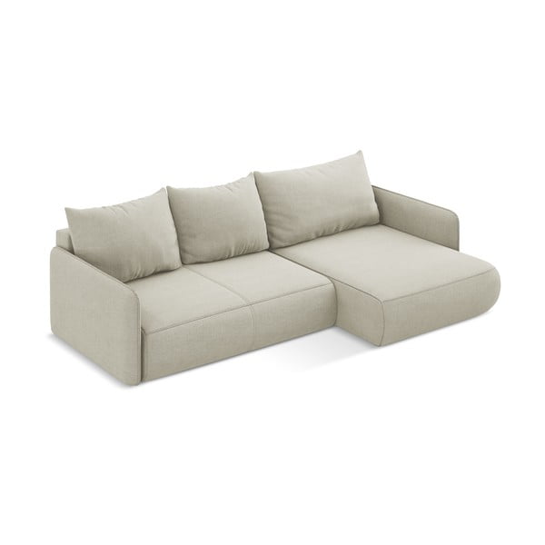 Kremowy rozkładany/ze schowkiem narożnik (prawostronny) Nanea – Makamii-image-4