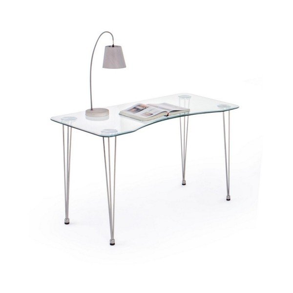 Biurko ze szklanym blatem 60x120 cm Rondo – Bizzotto-image-2