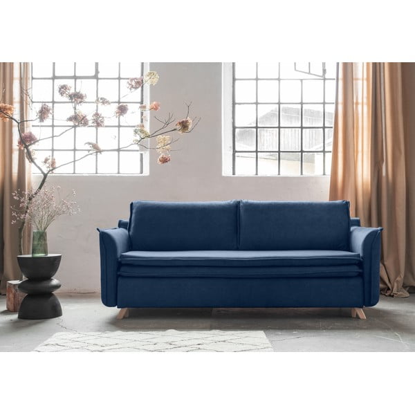 Ciemnoniebieska aksamitna rozkładana sofa 225 cm Charming Charlie – Miuform-image-1