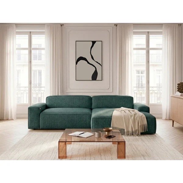 Zielony rozkładany/z elektryczną regulacją siedziska narożnik (prawostronny) Abel – Bobochic Paris-image-1