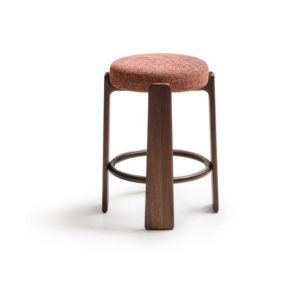 Hoker w kolorze ceglasto-ciemnonaturalnym z litego drewna jesionowego (wysokość siedziska 65 cm) Granite – Kave Home-image-2