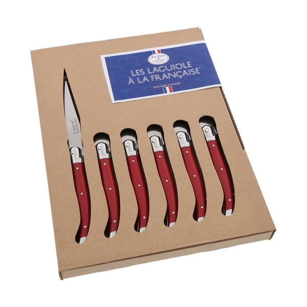 Komplet 6 czerwonych noży Jean Dubost A La Francaise