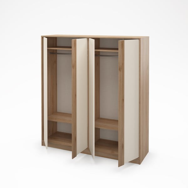 Kremowo-naturalna szafa w dekorze dębu 180x197,5x53 cm Dennis – Marckeric-image-2