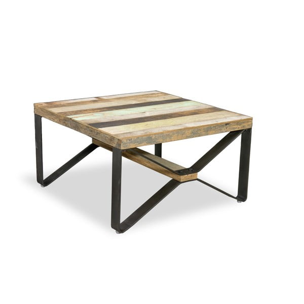 Stalowy stolik z blatem z drewna tekowego Bluebone Leg