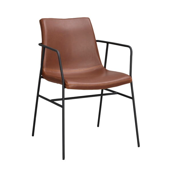 Brązowe krzesło z obiciem ze sztucznej skóry Rowico Huntingbay