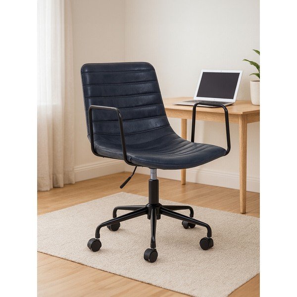 Ciemnoszare krzesło biurowe z imitacji skóry Forbes – Premier Housewares-image-1