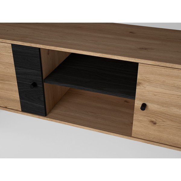Czarna szafka pod TV w dekorze dębu 136x53 cm Natura – Marckeric-image-3