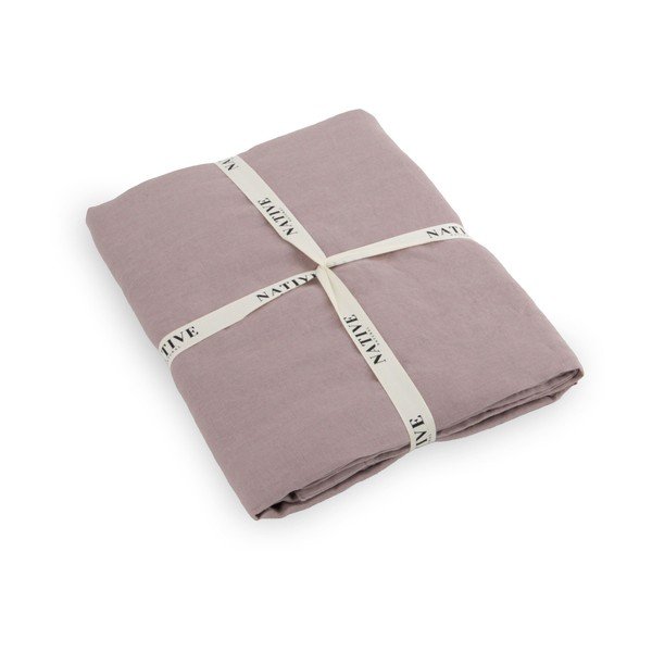 Szaroróżowa lniana pościel jednoosobowa 135x200 cm Blush – Native Natural-image-3