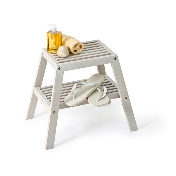 Szary stołek z drewna dębowego Wireworks Slatted Stool-image-2