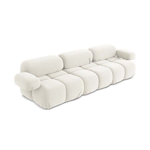 Biała aksamitna sofa modułowa 285 cm Lokua – Makamii-image-1