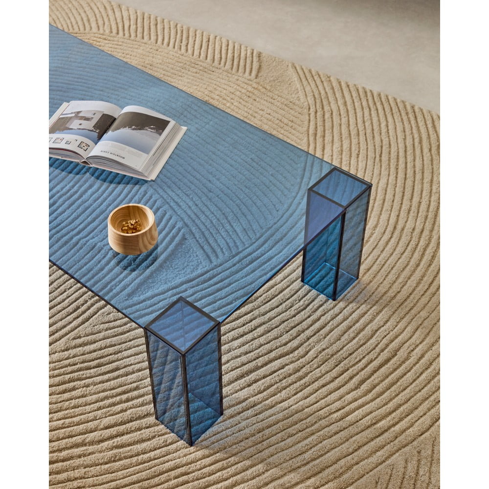 Niebieski szklany stolik 60x140 cm Adularia – Kave Home (zdjęcie 4)