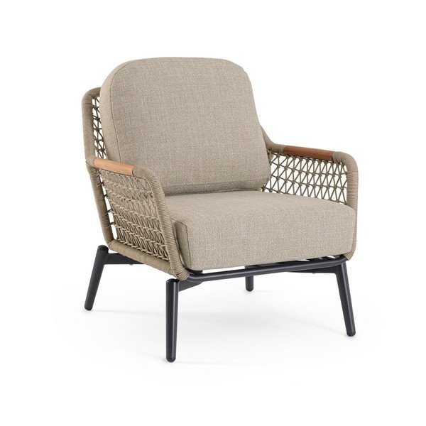 Jasnobrązowy metalowy fotel ogrodowy Eulero – Bizzotto