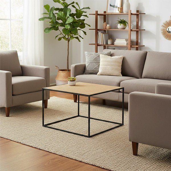 Rattanowy stolik w naturalnym kolorze 60x60 cm Depok – Premier Housewares-image-1