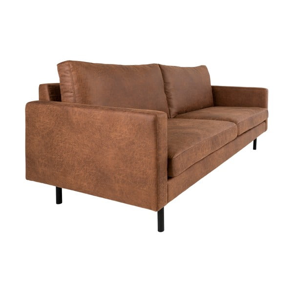 Brązowa sofa z imitacji skóry 196 cm Malaga – House Nordic-image-2