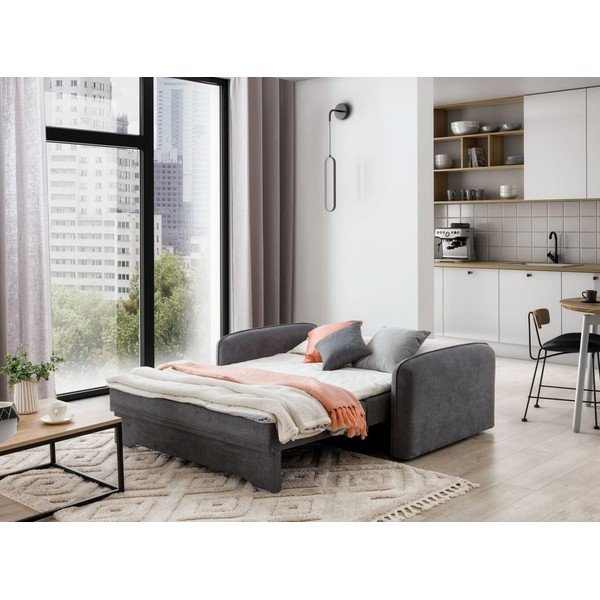 Szara rozkładana/ze schowkiem sofa z tkaniny szenilowej 155 cm Laine – ELTAP-image-4