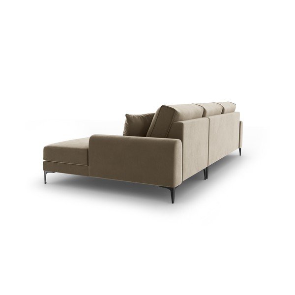 Beżowy aksamitny narożnik Mazzini Sofas Madara, prawostronny-image-3