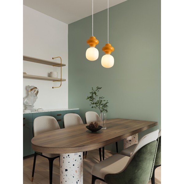 Biała/pomarańczowa lampa wisząca ceramiczna ze szklanym kloszem ø 18 cm Clio – Nova Luce-image-1