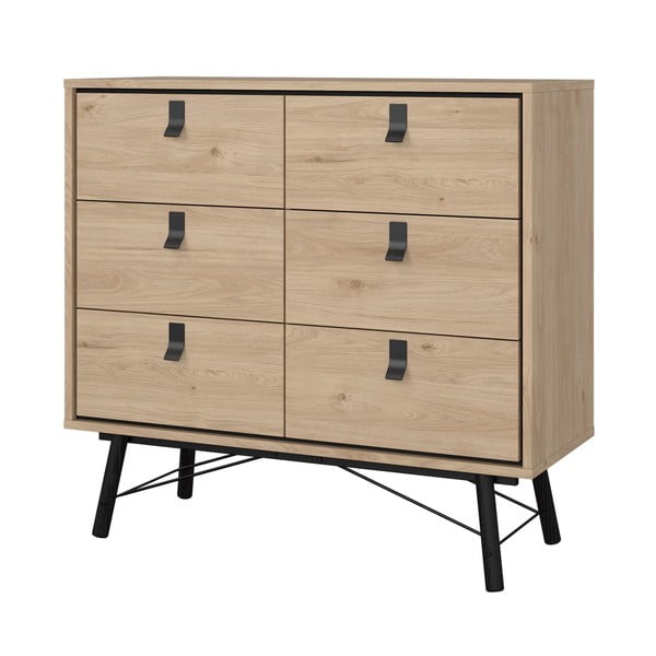 Niska komoda w dekorze dębu 102x99 cm Ry – Tvilum-image-3