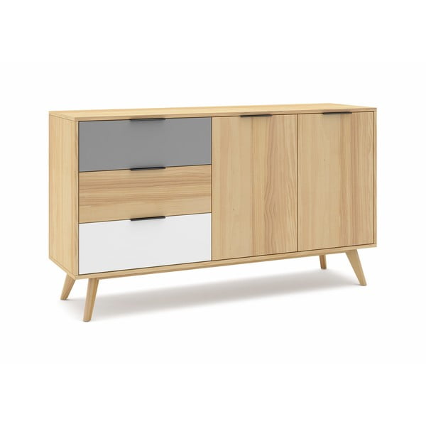 Niska komoda z drewna sosnowego 140x81 cm Elfa – Marckeric-image-2