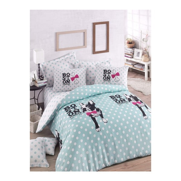 Pościel z prześcieradłem Boston Dog, 200x220 cm