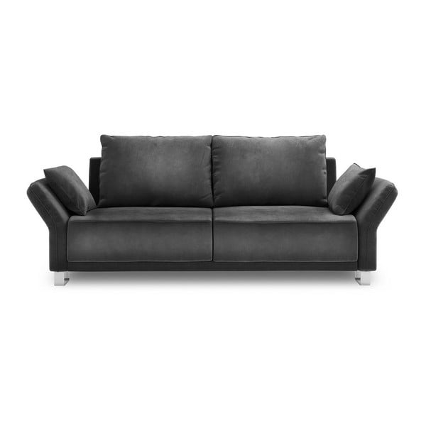 Ciemnoszara 3-osobowa sofa rozkładana z aksamitnym obiciem Windsor & Co Sofas Pyxis