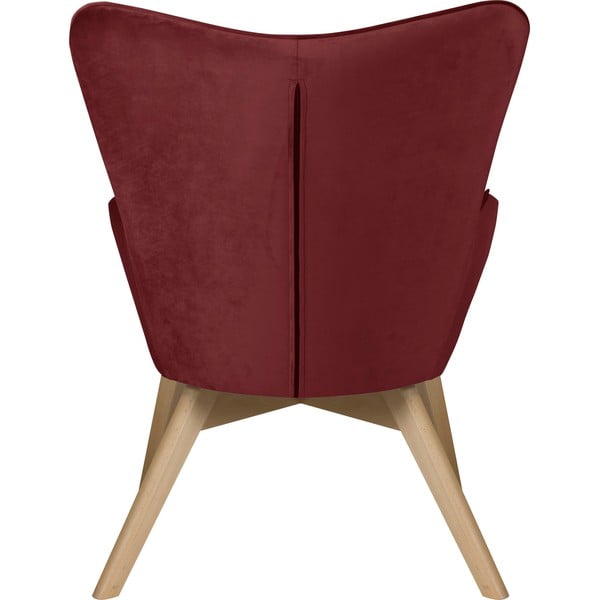 Czerwony aksamitny fotel z podnóżkiem Niko – Ropez-image-4