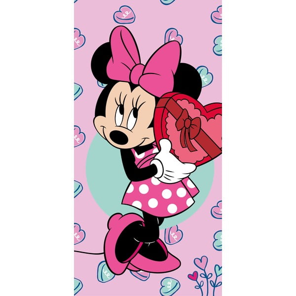 Różowy ręcznik dziecięcy frotte 70x140 cm Minnie – Jerry Fabrics