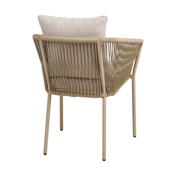 Beżowe metalowe tapicerowane krzesło ogrodowe Salerno – House Nordic-image-4