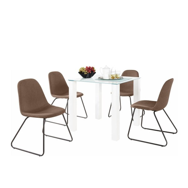 Zestaw stołu i 4 brązowych krzeseł Støraa Dante Colombo