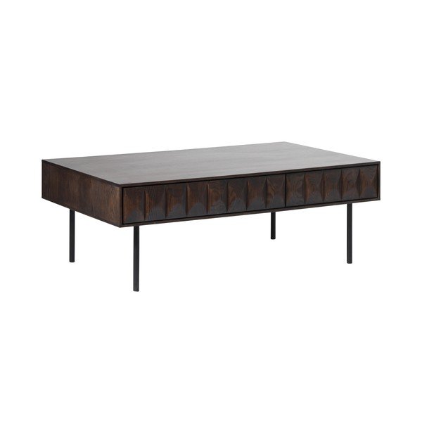 Ciemnobrązowy stolik z blatem w dekorze dębu 71x117 cm Latina – Unique Furniture-image-2