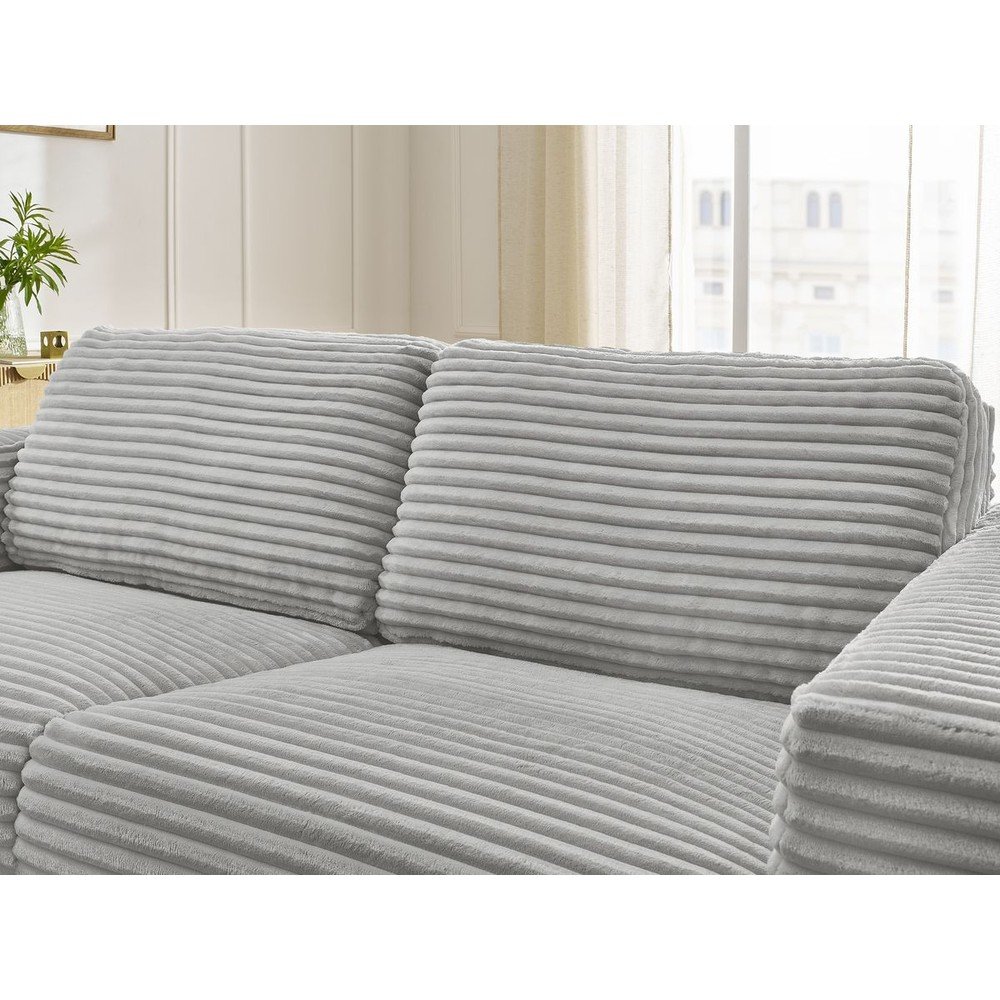 Jasnoszara sztruksowa rozkładana sofa do spania 220 cm Hugo – Bobochic Paris (zdjęcie 3)
