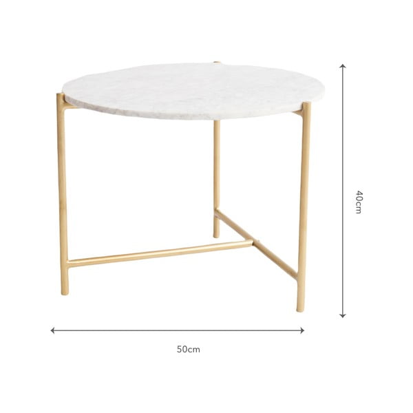 Biały marmurowy okrągły stolik ø 50 cm Morgans – Really Nice Things-image-3