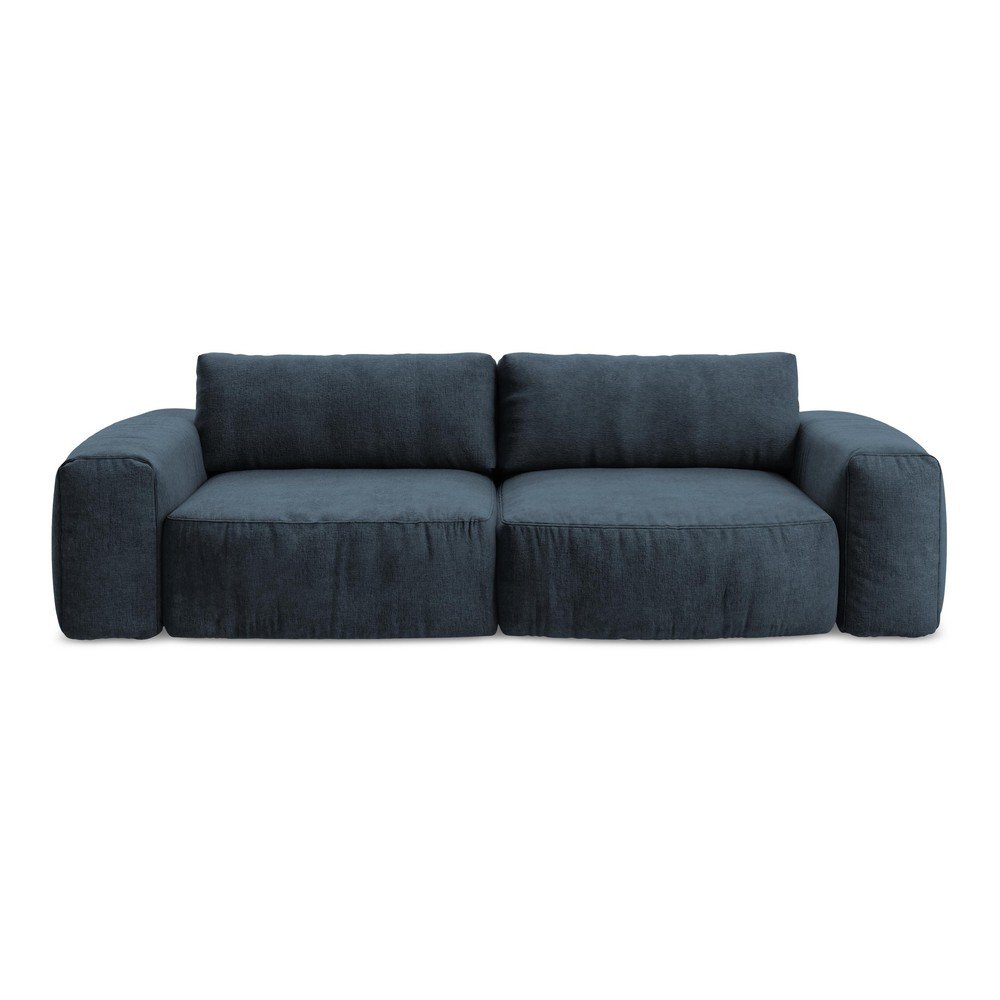 Ciemnoniebieska rozkładana sofa z tkaniny szenilowej 275 cm Kuki – Makamii