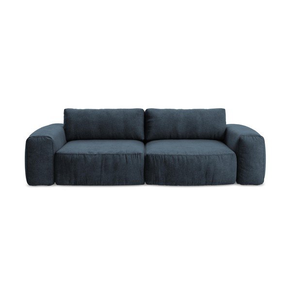 Ciemnoniebieska rozkładana sofa z tkaniny szenilowej 275 cm Kuki – Makamii