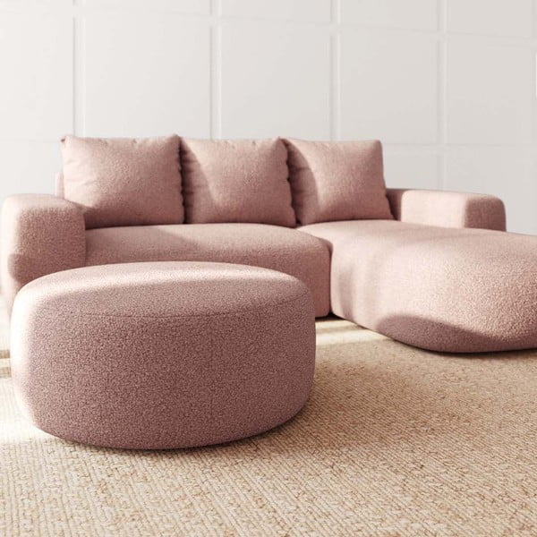 Różowy podnóżek z materiału bouclé Monce – Rodier-image-1