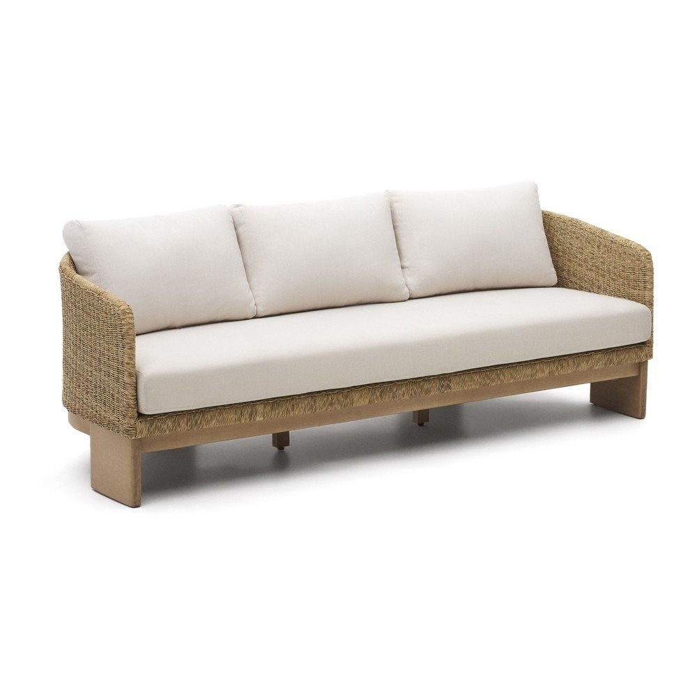 Beżowo-naturalny sofa ogrodowa z imitacji rattanu Xoriguer – Kave Home