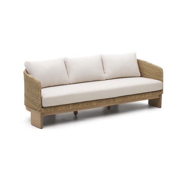 Beżowo-naturalny sofa ogrodowa z imitacji rattanu Xoriguer – Kave Home