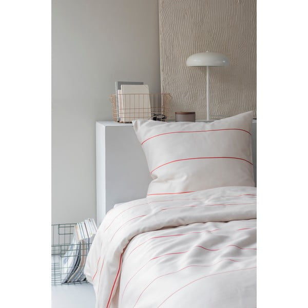 Czerwono-beżowa pościel jednoosobowa z satyny bawełnianej 140x220 cm Align – Mette Ditmer Denmark-image-2