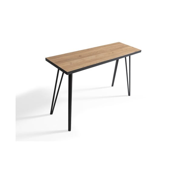 Czarna konsola z blatem w dekorze dębu 60x120 cm Sindi – Marckeric-image-3