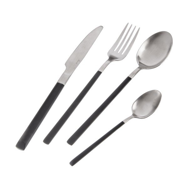 Sztućce ze stali nierdzewnej w czarno-srebrnym kolorze 24 szt. Skandi – Orion