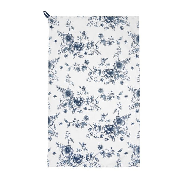 Niebiesko-biała ścierka kuchenna z bawełny Clayre & Eef Lilies, 50x85 cm