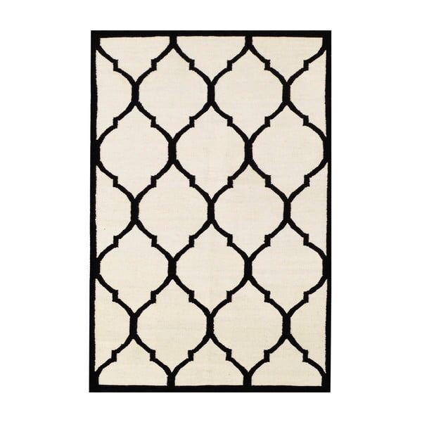 Ręcznie tkany dywan Lara Ivory Black, 140x200 cm