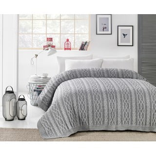 Szara narzuta na łóżko z domieszką bawełny Homemania Decor Knit, 220x240 cm