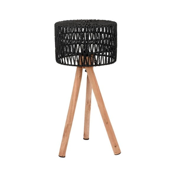 Czarna lampa stołowa z drewna mango LABEL51 Stripe